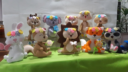 Kit Com 3 Animais Tema Bosque Encantado Flores