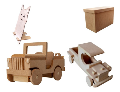 Kit Em Mdf Carro Jeep E Mini Caminhão Dia Das Crianças