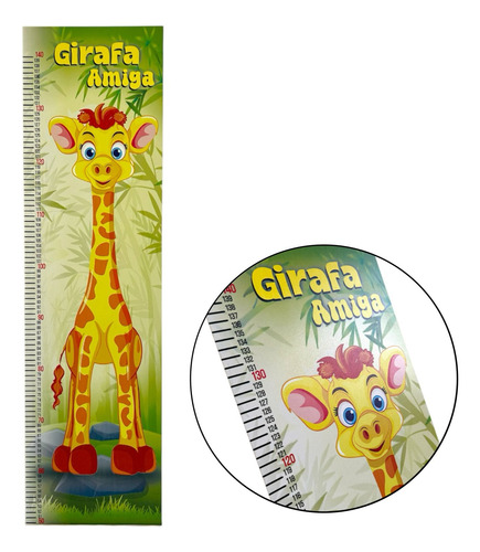 Régua Medidora De Altura Infantil Girafa Em Madeira Mdf Top Girafa