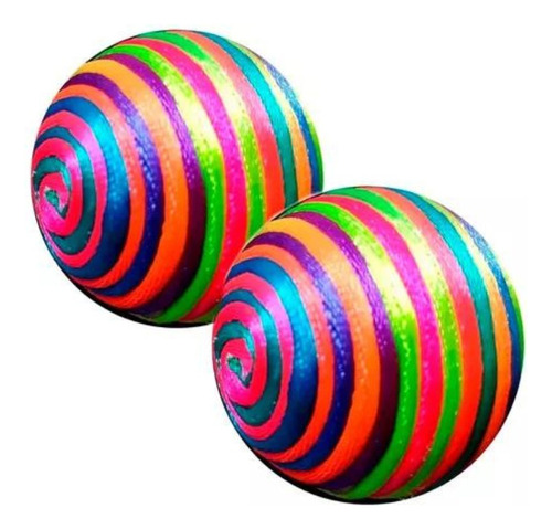 Pack Juguete Pelota Arcoiris 4cm X2uni Para Gato Mascotas