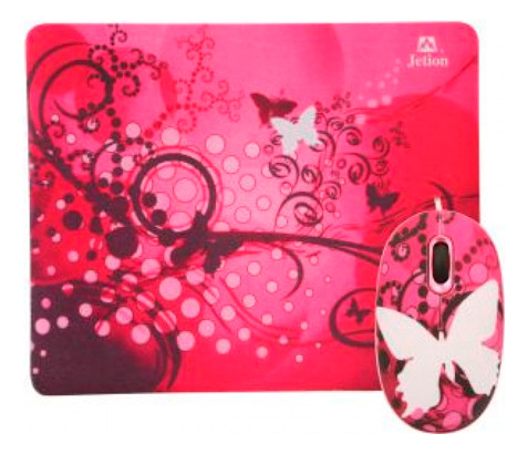 Combo Mouse+pad Jetion -mariposa Rosa