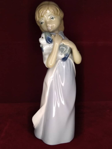 Figura De Porcelana Casades Niña Con Cachorro Brillante En 