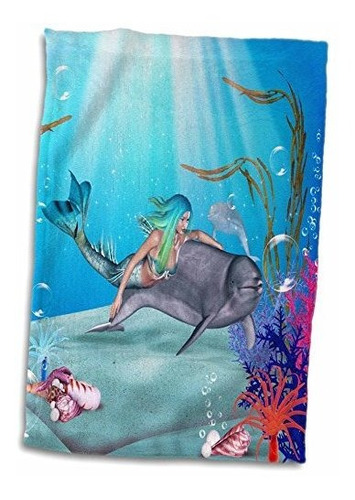 3d Rose Mermaid Nada Con Un Delfín Bajo El Agua Twl*****toal