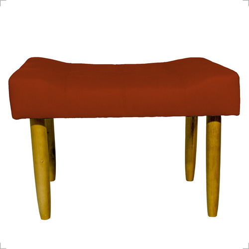 Puff Decorativo Retangular Requinte Pé Palito Suede Bege Cor Terracota