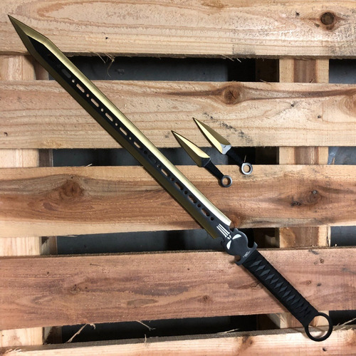Espada Punisher Con 2 Kunais Funda Y Filo Acero 102040
