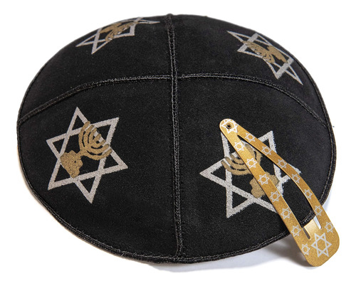16 Cm Cuero Judío Negro Kipa Kippah Yarmulke Sinagoga De