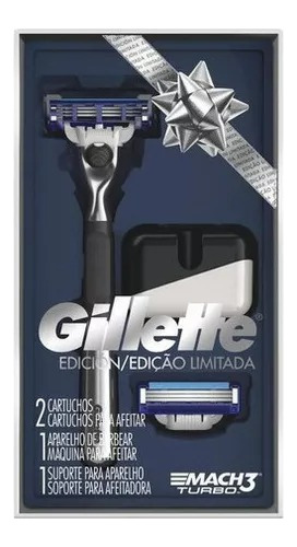 Kit Aparelho Gillette Mach3 Especial + 2 Cargas + Suporte