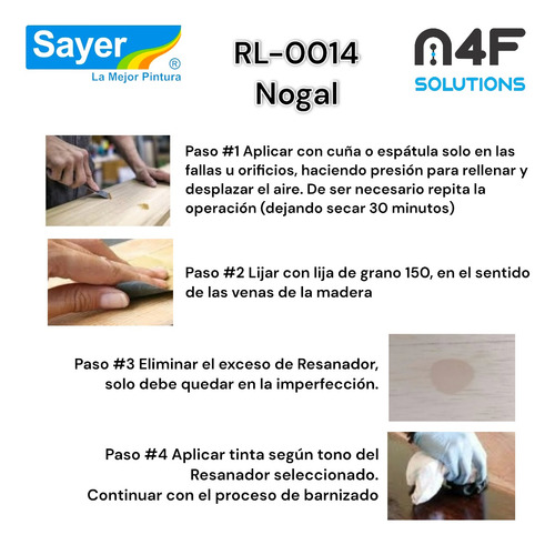 Sayer Resanalack Para Madera Base Agua Nogal (250ml) 5pz