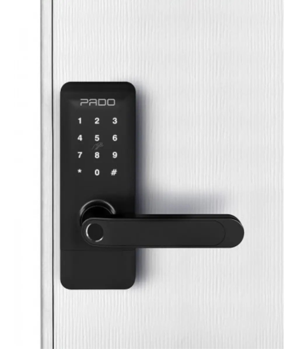Fechadura Eletronica Digital Biométrica Senha Tag com Gateway IP55 FDE300W PADO Preto