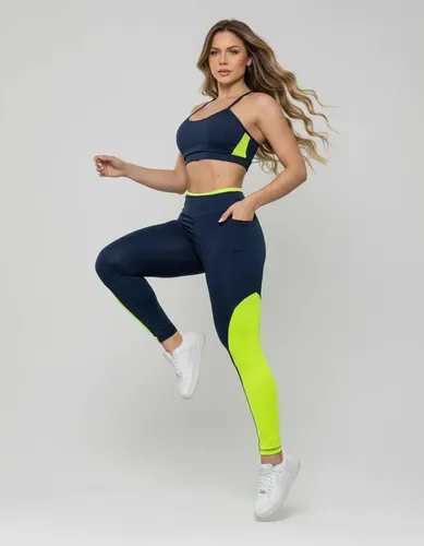 Conjunto Academia Top E Legging Fitness Com Bolsos Laterais