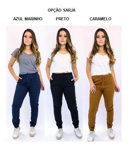 Kit 3 Calça Jeans Feminina Jogger Cos Elastico Camuflada