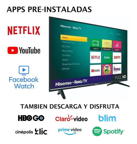 Imagen 6 de 8 de Pantalla Smart Tv Hisense 43 Pulgadas Led Con Roku Y Netflix