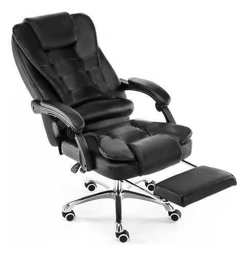 Cadeira Executiva Presidente Ergonômica Luxo Escritório Com Estofado De Couro Sintético Preta 9090 Aj Shops