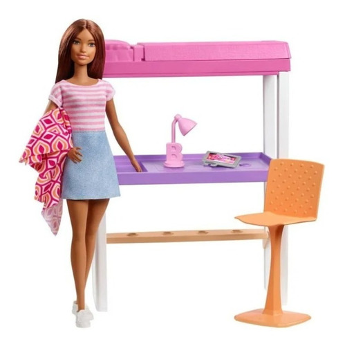 Barbie Muebles Y Accesorios Cama Con Escritorio Y Muñeca