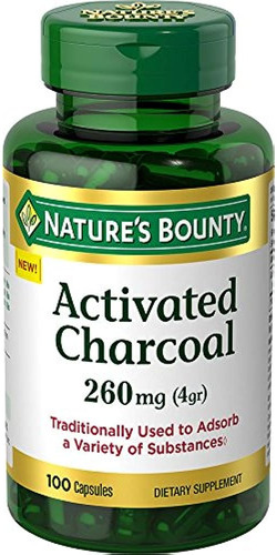 Carbón Activado Nature's Bounty, 260 Mg, 100 Unidades