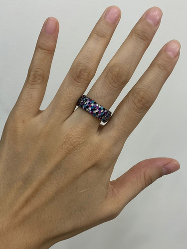 Anillo Plata925 Churumbela 5 Lineas Multicolor Estambul Joya