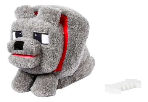 Mattel Minecraft Movie Peluche Dennis El Lobo Interactivo Color Gris