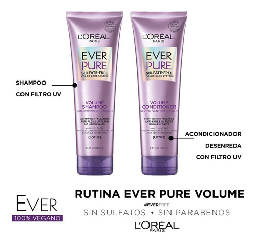 Shampoo Ever Pure Voluminizador Ever Pure 250ml