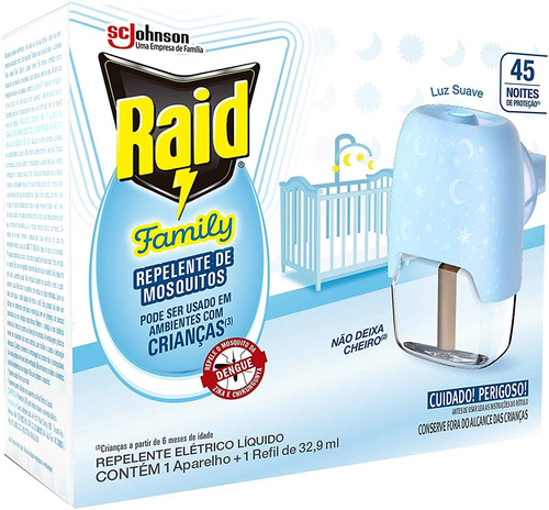 Aparelho Repelente Líquido Elétrico Family Raid Kids + Refil