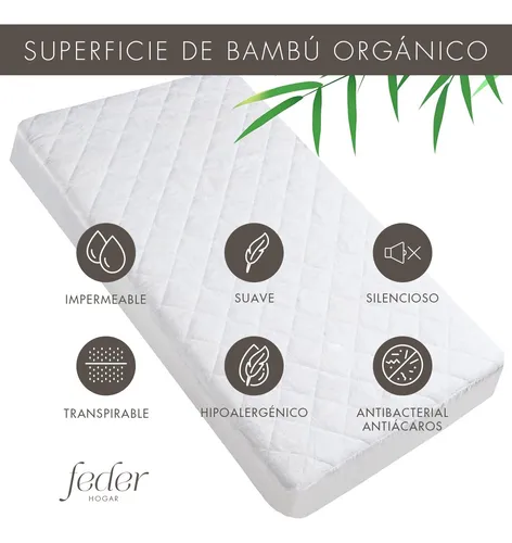 Protector Cubre Colchón Impermeable Cuna Bamboo Pack X 2