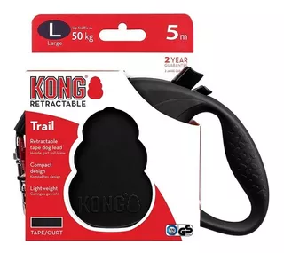 Guia Retrátil Kong Trail Grande Cachorro 50 Kg 5 Metros Cor Preto