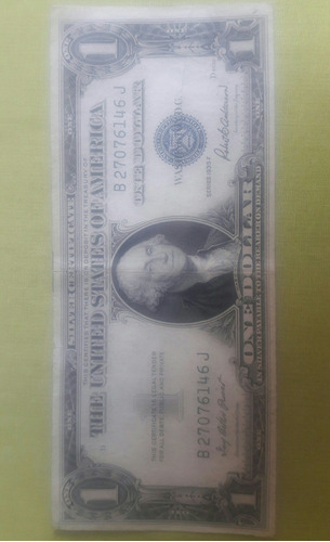 Billete De 1 Dólar Americano Sello Tinta Azul Año 1935