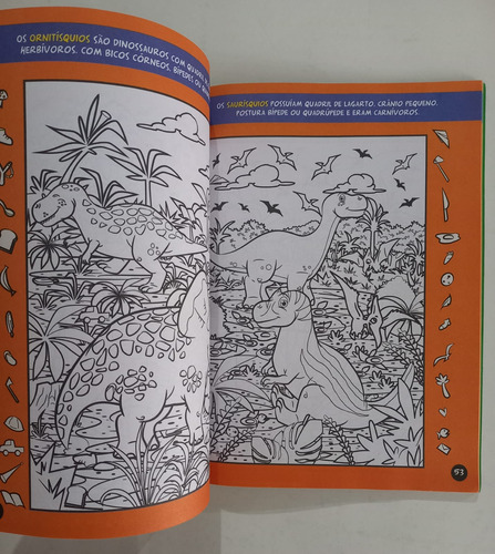 Super Livro Encontre Figuras Escondidas Passatempos Com Dinossauros E + De 70 Desenhos P/ Colorir 100 Páginas