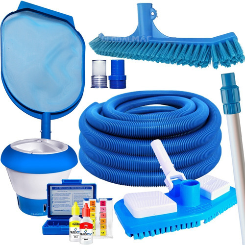 Kit De Limpeza Para Piscinas De Fibra E Vinil Mangueira 8m