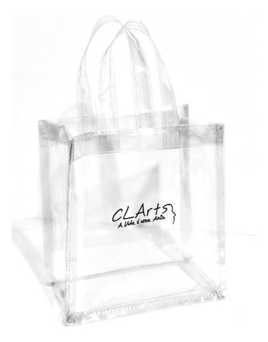 100 Sacola Transparente Bolsa Tote Personalizada - 22x20x10