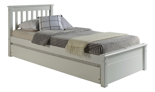 Conjunto Cama Solteiro Inglesa Com Cama Auxiliar Em Madeira Branco
