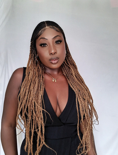 Lace Front De Trança Longa- Box Braid Ombre Mel