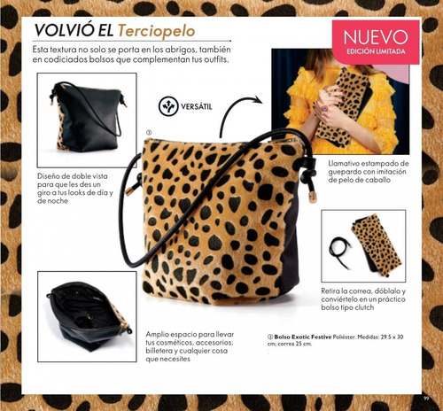 Imagen 4 de 5 de Bolsa Convertible Para Dama Textura De Leopardo Oriflame
