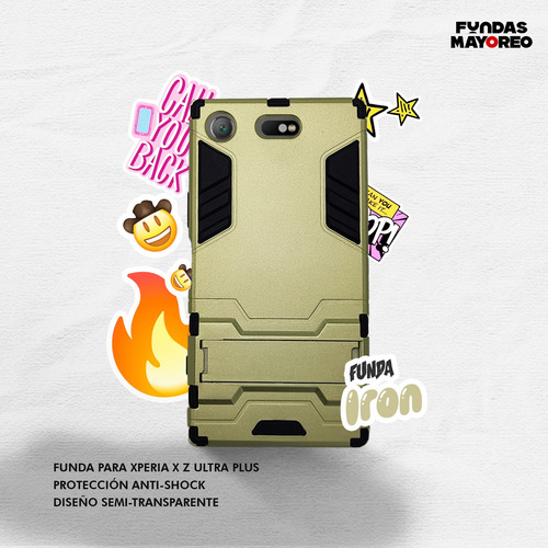Funda Iron Para Xperia Xa Carcasa Antishock Con Mica Dorado