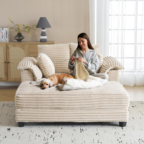 Sofa Divan Largo Reclinable De Pana 59p Marca Vingli