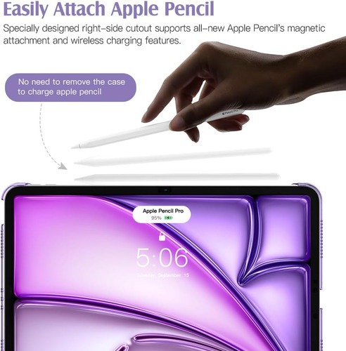Smart Case Moko Para iPad Air6 11 M2 2024 A2902 A2903 Purple