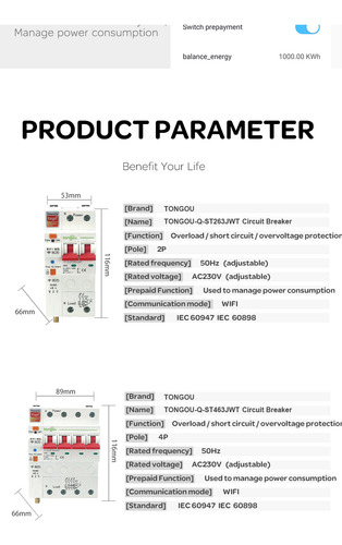 1-80a Wifi Smart Energy Meter Kwh Metering Monitoring