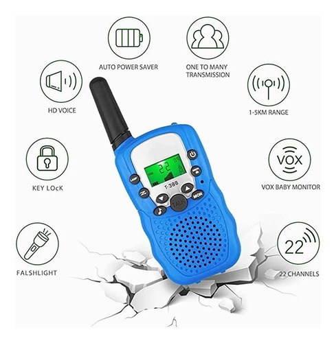 Set 2 Radio Walkie Talkie Para Niños Con Alcance De 5km