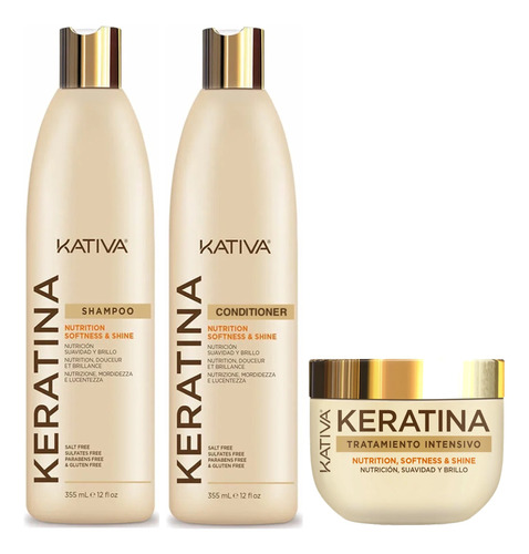 Kativa Keratina Kit· Shampoo, Acondicionador Y Tratamiento