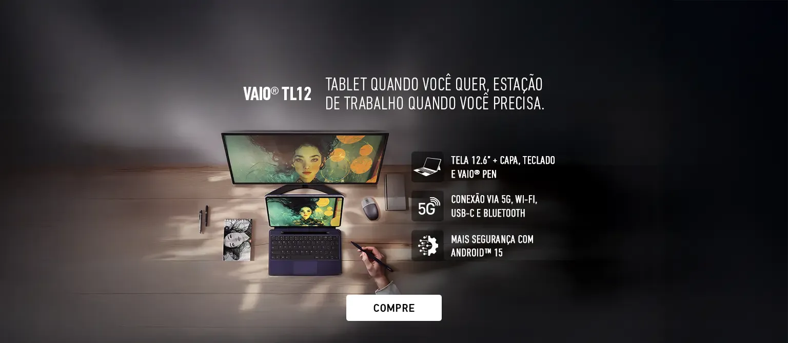 Notebook VAIO FE16 Intel Core i5-1334U - 13ª Gen Linux Debian 12 - 8GB RAM 256GB SSD Tela 16" IPS WUXGA Antirreflexo - Cinza Grafite - VJFE62F11X-B0911H
