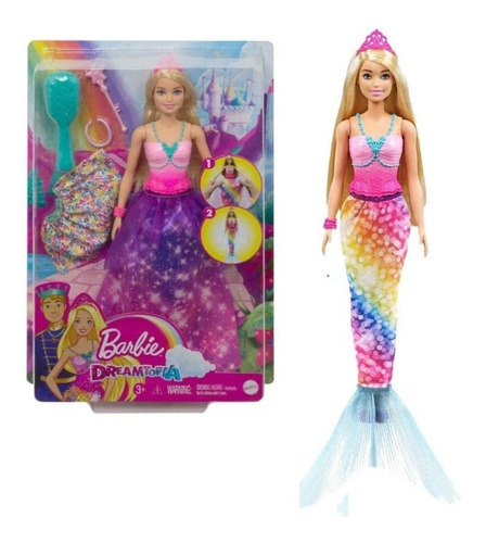 Muñeca Barbie Dreamtopia 2en1 Princesa A Sirena Gtf92 Mattel