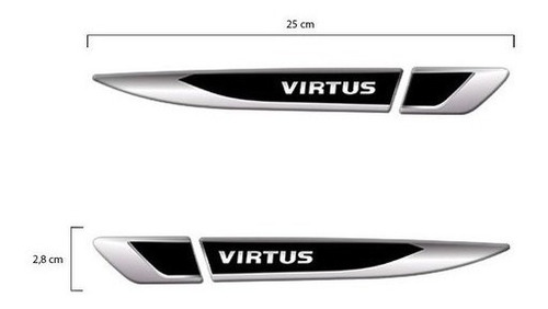Emblema Resinado Aplique Lateral Virtus Decorativo Par