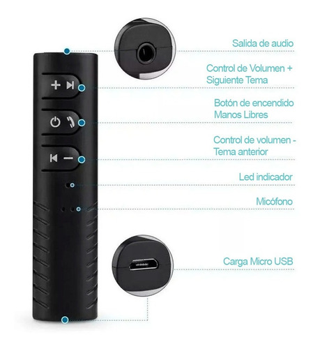 Imagen 4 de 10 de Receptor Bluetooth Usb Auto Microfono Manos Libres Estereo