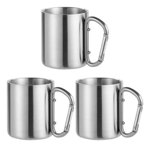 Conjunto De Canecas Ke Home Caneca Kit 2 De Aço Inoxidável Prateado De 3 U