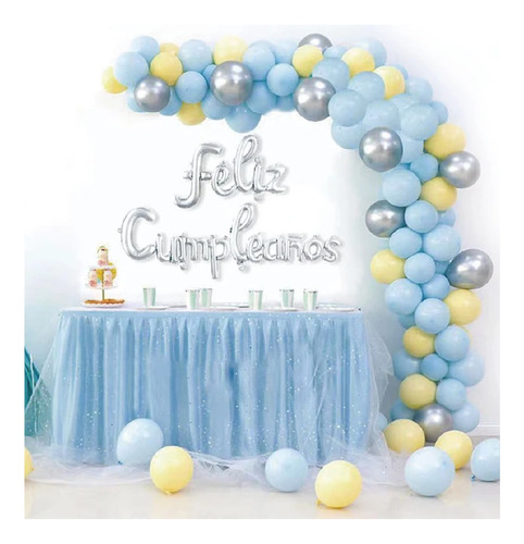 Decoración De Fiesta Feliz Cumpleaños Azul Pastel 62 Piezas