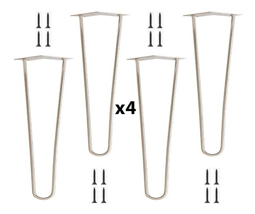 Patas De Hierro Hairpin Legs X4 Mesa Ratona Reforzadas 40cm 