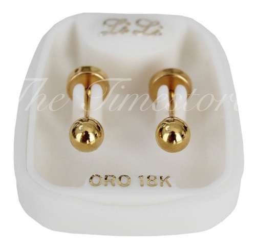 Aro Abridor Lili Oro 18k Bolita 4mm Li-104 - Envio Gratis