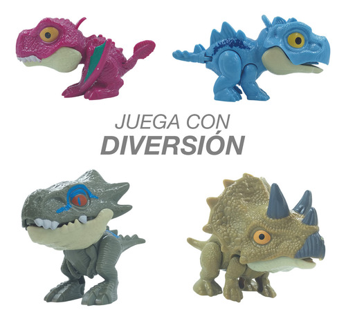4 Pack Dinosaurios Mordelones Jurassic Juguete Rex