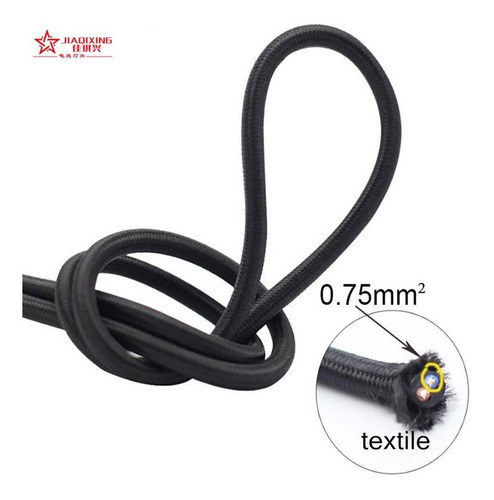 Imagen 3 de 4 de Cable Textil Para Lampara Vintage Exito Corp Color De La Luz Negro 110v/220v