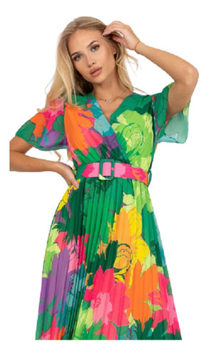 Vestido Bohemio Floral Elegante De Talla Grande Para Mujer