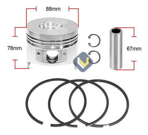 Kit Piston Anillos Para Motor 188f
